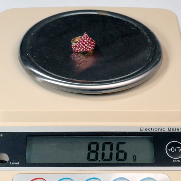 14k Ruby Ring Chevron V Cluster SOLID Yellow Gold - Picture 9 of 9